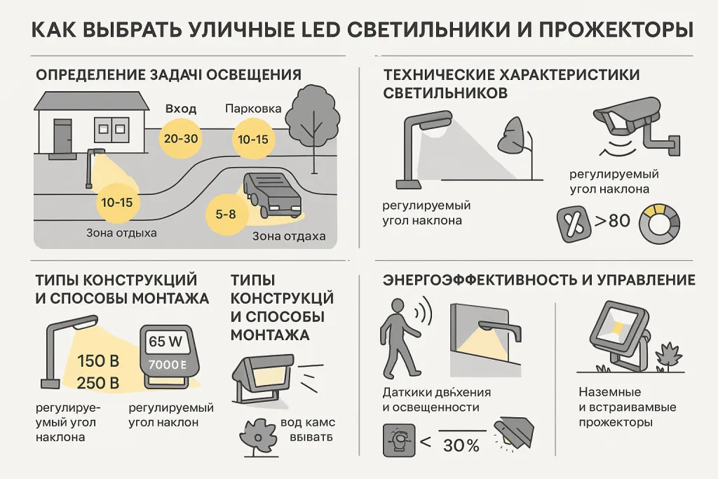 Как выбрать уличные LED-светильники и прожекторы для качественного освещения придомовой территории