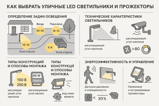 Как выбрать уличные LED-светильники и прожекторы для качественного освещения придомовой территории